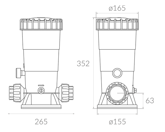 medidas dosificador de cloro