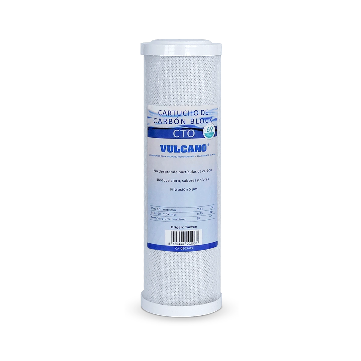 Cartucho carbón block 10" x 2.5" (69 mm)